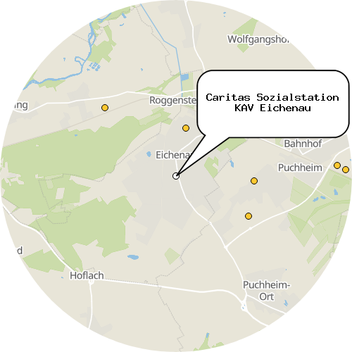 Kartenausschnitt für die Firma Caritas Sozialstation KAV Eichenau