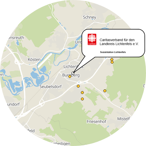 Kartenausschnitt für die Firma Caritas Sozialstation Lichtenfels