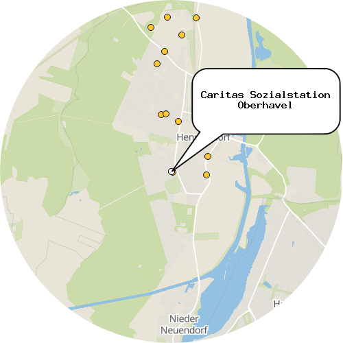 Kartenausschnitt für die Firma Caritas Sozialstation Oberhavel