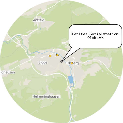 Kartenausschnitt für die Firma Caritas Sozialstation Olsberg