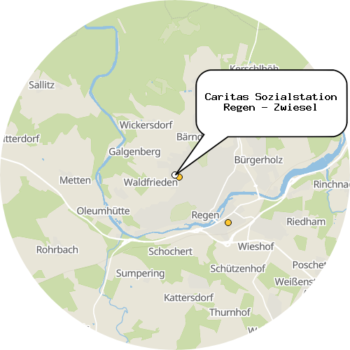 Kartenausschnitt für die Firma Caritas Sozialstation Regen - Zwiesel