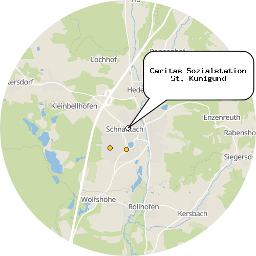 Kartenausschnitt für die Firma Caritas Sozialstation St. Kunigund
