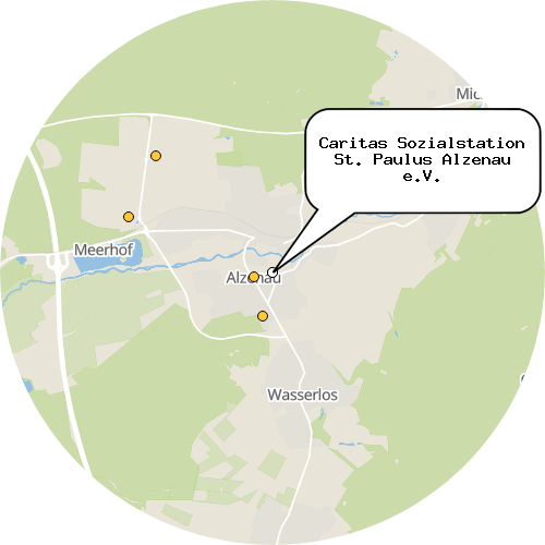 Kartenausschnitt für die Firma Caritas Sozialstation St. Paulus Alzenau e.V.