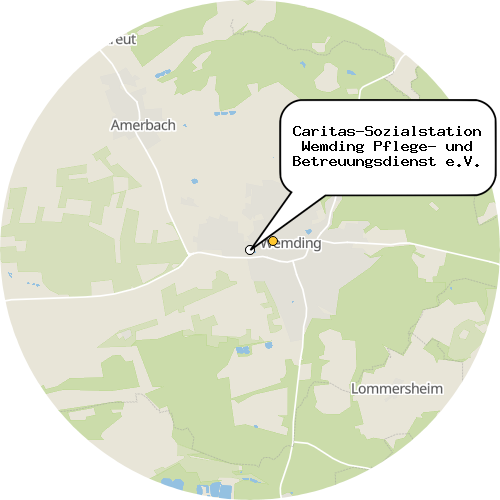 Kartenausschnitt für die Firma Caritas-Sozialstation Wemding Pflege- und Betreuungsdienst e.V.