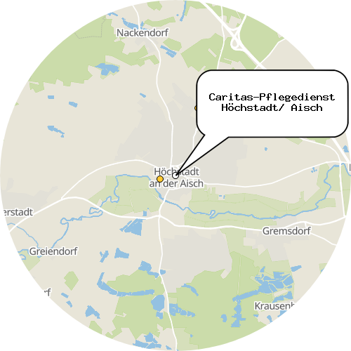 Kartenausschnitt für die Firma Caritas-Pflegedienst Höchstadt/ Aisch