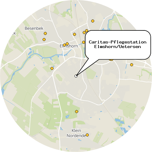 Kartenausschnitt für die Firma Caritas-Pflegestation Elmshorn/Uetersen