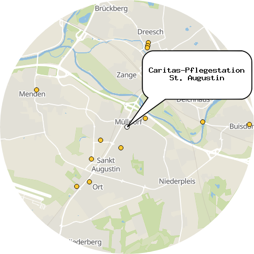Kartenausschnitt für die Firma Caritas-Pflegestation St. Augustin