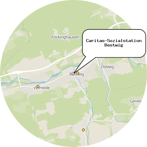 Kartenausschnitt für die Firma Caritas-Sozialstation Bestwig