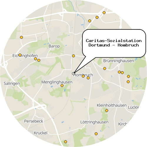 Kartenausschnitt für die Firma Caritas-Sozialstation Dortmund - Hombruch