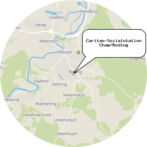 Kartenausschnitt für die Firma Caritas-Sozialstation Cham/Roding