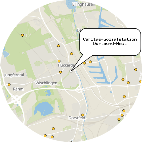 Kartenausschnitt für die Firma Caritas-Sozialstation Dortmund-West
