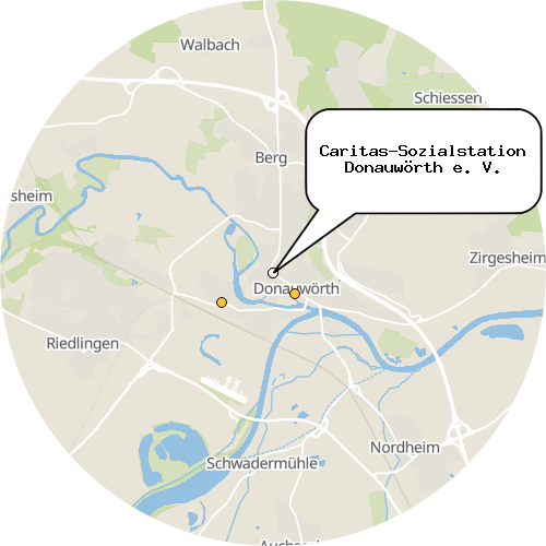 Kartenausschnitt für die Firma Caritas-Sozialstation Donauwörth e. V.