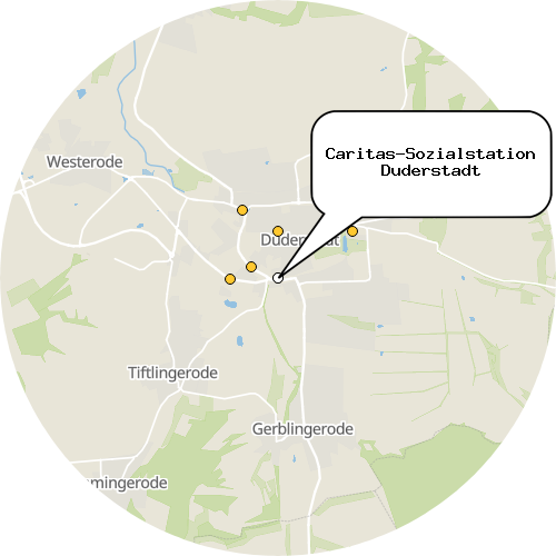Kartenausschnitt für die Firma Caritas-Sozialstation Duderstadt