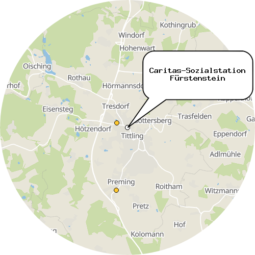 Kartenausschnitt für die Firma Caritas-Sozialstation Fürstenstein