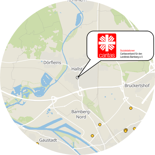 Kartenausschnitt für die Firma Caritas-Sozialstation Hallstadt