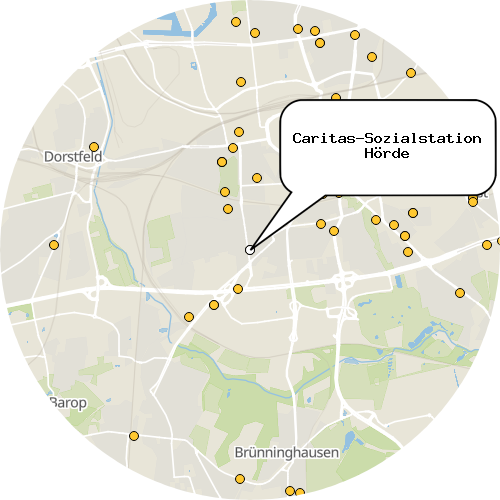 Kartenausschnitt für die Firma Caritas-Sozialstation Hörde
