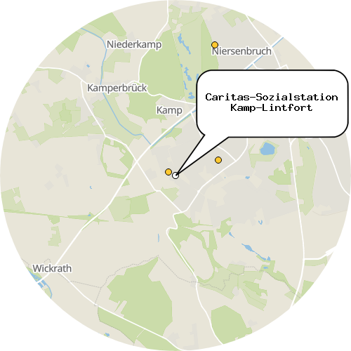 Kartenausschnitt für die Firma Caritas-Sozialstation Kamp-Lintfort