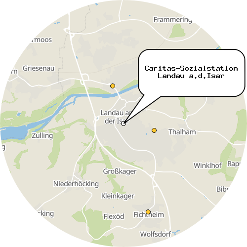Kartenausschnitt für die Firma Caritas-Sozialstation Landau a.d.Isar