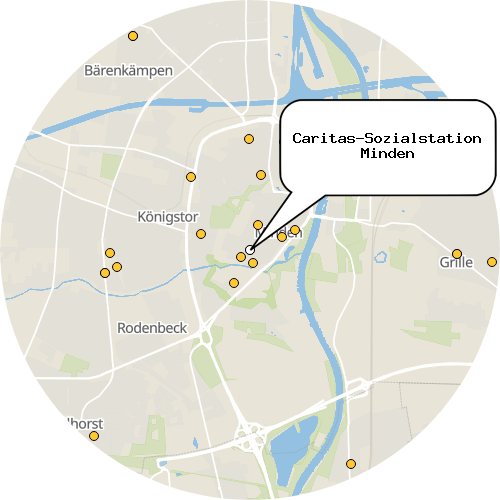 Kartenausschnitt für die Firma Caritas-Sozialstation Minden