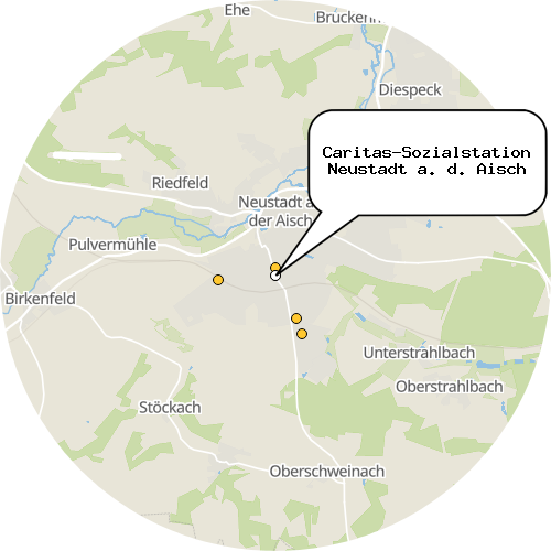 Kartenausschnitt für die Firma Caritas-Sozialstation Neustadt a. d. Aisch