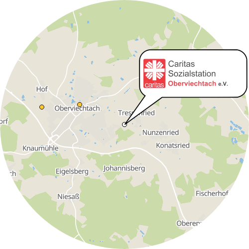 Kartenausschnitt für die Firma Caritas-Sozialstation Oberviechtach e.V.