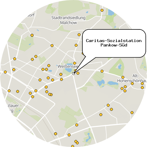 Kartenausschnitt für die Firma Caritas-Sozialstation Pankow-Süd