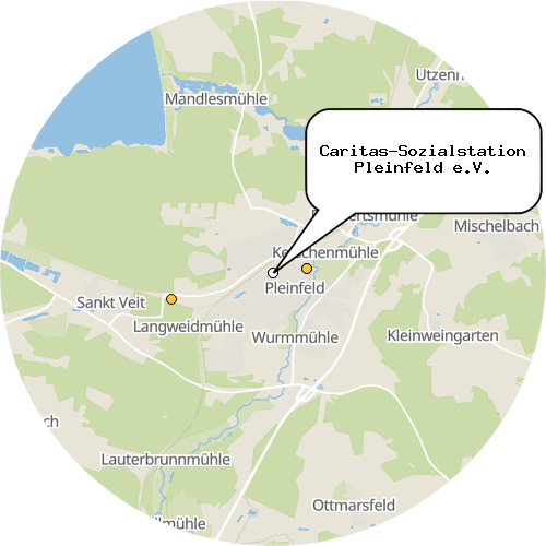 Kartenausschnitt für die Firma Caritas-Sozialstation Pleinfeld e.V.