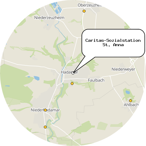 Kartenausschnitt für die Firma Caritas-Sozialstation St. Anna