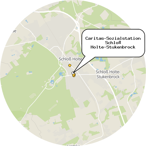 Kartenausschnitt für die Firma Caritas-Sozialstation Schloß Holte-Stukenbrock