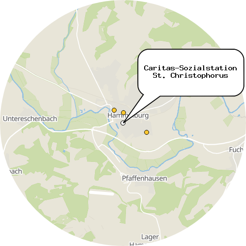 Kartenausschnitt für die Firma Caritas-Sozialstation St. Christophorus