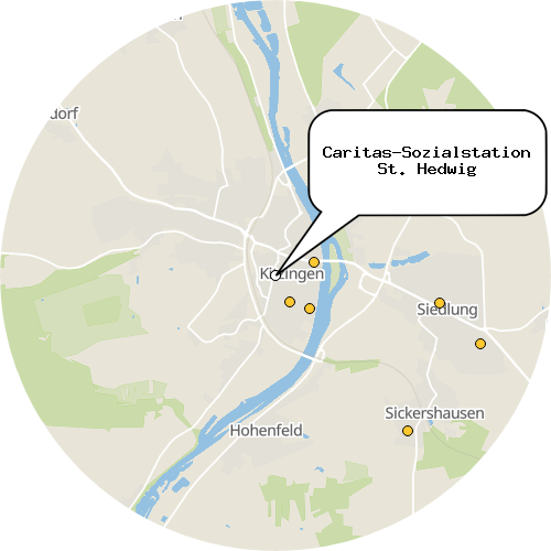 Kartenausschnitt für die Firma Caritas-Sozialstation St. Hedwig