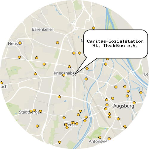 Kartenausschnitt für die Firma Caritas-Sozialstation St. Thaddäus e.V.