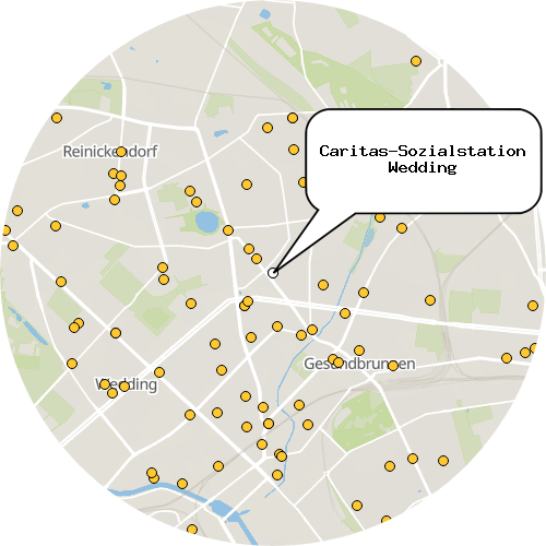 Kartenausschnitt für die Firma Caritas-Sozialstation Wedding
