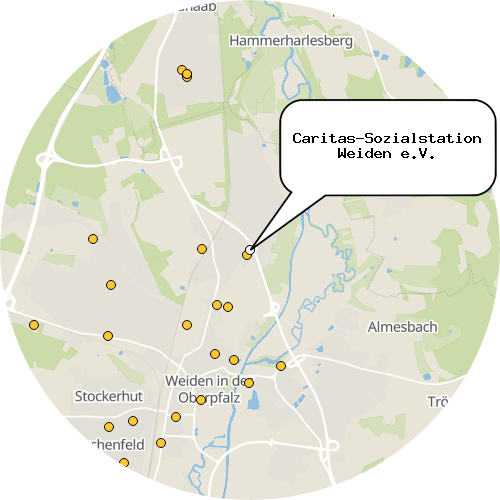 Kartenausschnitt für die Firma Caritas-Sozialstation Weiden e.V.
