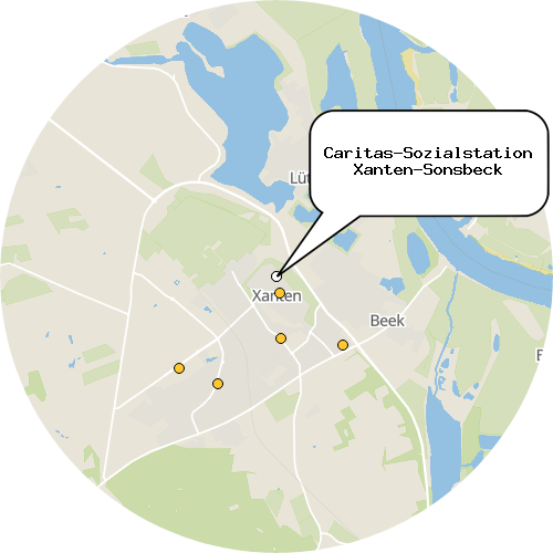 Kartenausschnitt für die Firma Caritas-Sozialstation Xanten-Sonsbeck