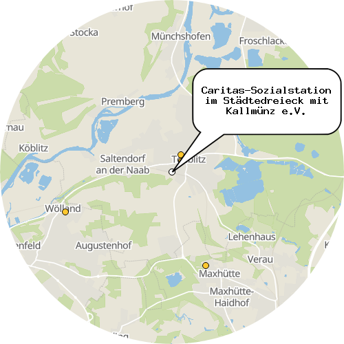 Kartenausschnitt für die Firma Caritas-Sozialstation im Städtedreieck mit Kallmünz e.V.