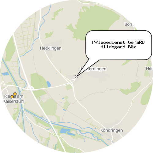 Kartenausschnitt für die Firma Pflegedienst GePaRD Hildegard Bär