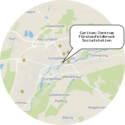 Kartenausschnitt für die Firma Caritas-Zentrum Fürstenfeldbruck Sozialstation