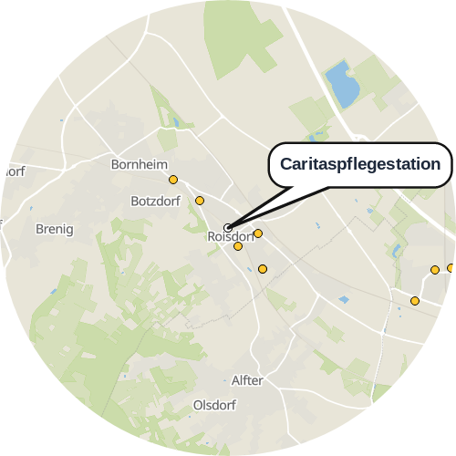 Kartenausschnitt für die Firma Caritaspflegestation