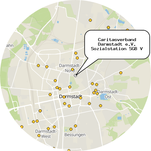 Kartenausschnitt für die Firma Caritasverband Darmstadt e.V. Sozialstation SGB V