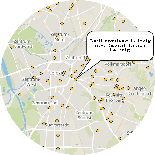 Kartenausschnitt für die Firma Caritasverband Leipzig e.V. Sozialstation Leipzig