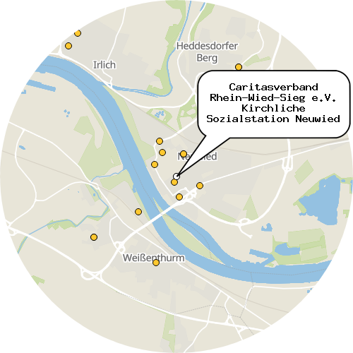 Kartenausschnitt für die Firma Caritasverband Rhein-Wied-Sieg e.V. Kirchliche Sozialstation Neuwied