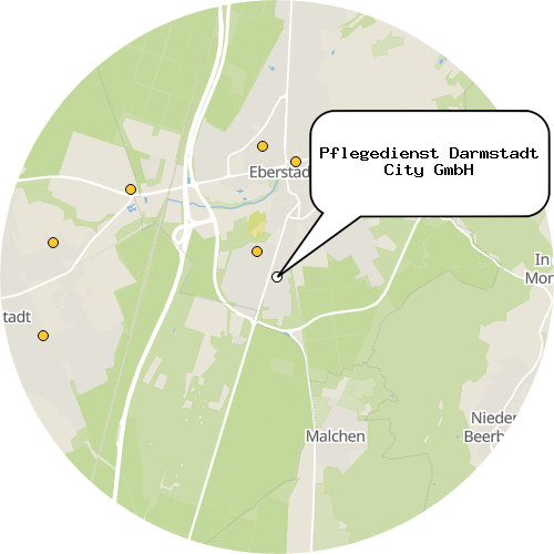 Kartenausschnitt für die Firma Pflegedienst Darmstadt City GmbH