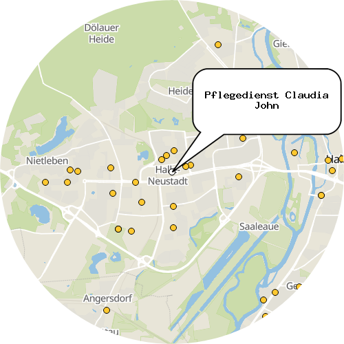 Kartenausschnitt für die Firma Pflegedienst Claudia John