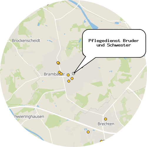 Kartenausschnitt für die Firma Pflegedienst Bruder und Schwester