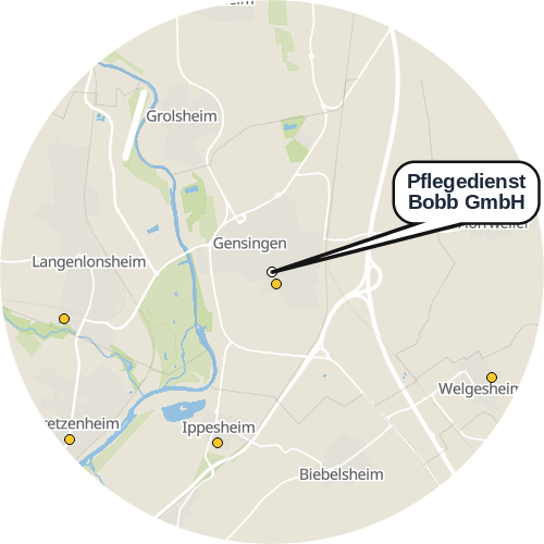 Kartenausschnitt für die Firma Pflegedienst Bobb GmbH