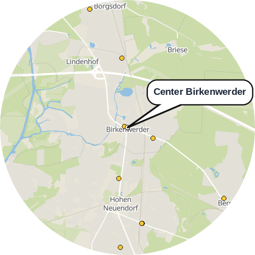 Kartenausschnitt für die Firma Center Birkenwerder
