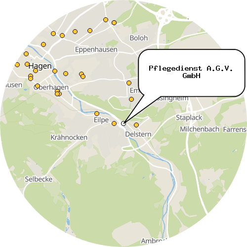 Kartenausschnitt für die Firma Pflegedienst A.G.V. GmbH