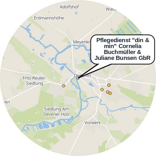 Kartenausschnitt für die Firma Pflegedienst "din & min" Cornelia Buchmüller & Juliane Bunsen GbR