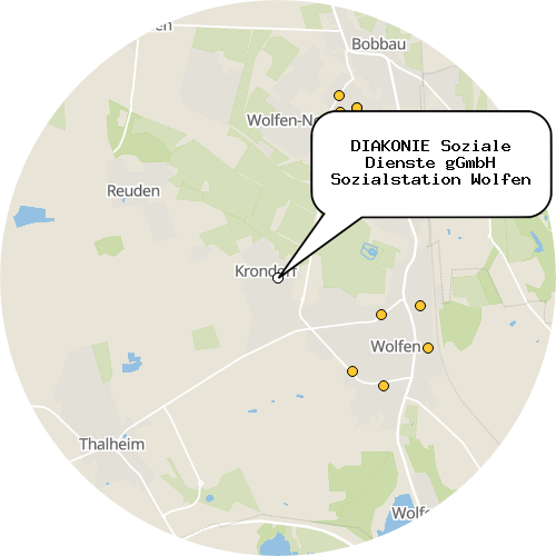 Kartenausschnitt für die Firma DIAKONIE Soziale Dienste gGmbH Sozialstation Wolfen